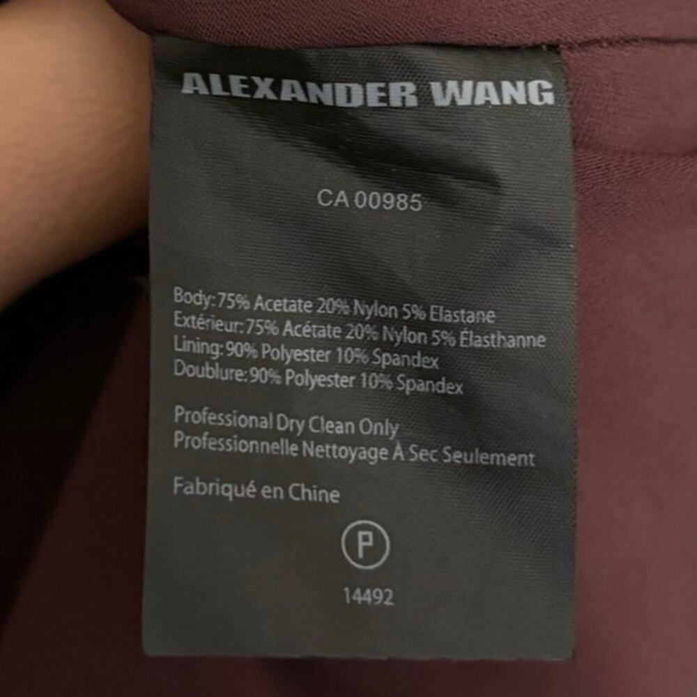 Alexander Wang Burgundy Draped Cocktail Midi Dress Size 8 - Picture 5 of 5